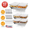 42Pcs Disposable Chafing Dish Buffet Set Chafing Servers with Covers Spoons Forks Tongs Full-Size Pans Food Warmers for Parties Events Catering Suppli