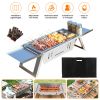 3 In 1 Foldable Charcoal Grill Fire Pit Slow Cooker 2-3 People Portable Camping Grill Stainless Steel BBQ Grill for Camping Tailgating Yard