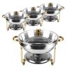 4Pcs Chafing Dish Buffet Set 4.76QT Round Buffet Servers Food Warmer Stainless Steel Catering Chafer with Glass Lid for Warming Cooling Gatherings Ban