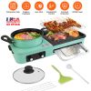 3 in 1 Electric Hot Pot with Grill 1600W Smokeless Non-Stick Korean BBQ Grill Shabu Shabu Hot Pot Combo with Independent Temperature Control for 3-5 P