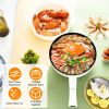 Electric Hot Pot Non-Stick Frying Pan Portable Rapid Noodles Cooker with Long Handle Steamer Spatula Dual Power Control Overheat Dry-Boil Protection f