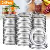 24 Pcs Regular Mouth Canning Jar Metal Rings Split-Type Jar Bands Replacement Fits For Ball Kerr Mason Jars