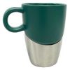 12oz  Matte Green Ceramic Mug with Stainless Steel
