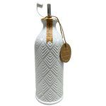 10 Strawberry Street Marquis Pattern Round White Ceramic Olive Oil Bottle 20oz
