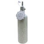 10 Strawberry Street Petal Pattern Round White Ceramic Olive Oil Bottle 23oz