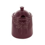 Ceramic Lidded Sugar Container with Dragonfly