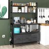 Black Metal Kitchen Baker's Rack 4-Shelves with Bottom Storage Cabinets