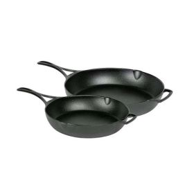 Black 2 Piece Lightweight Cast Iron Skillet Set -  Made in USA
