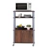 Modern 3-Shelf Kitchen Baker’s Rack Cart on Wheels in Brown Wood Finish