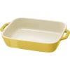 2 Piece Ceramic Stoneware Bakeware Casserole Baking Dish Set in Yellow / Ivory