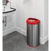 13-Gallon Stainless Steel Trash Can with Red Open Top