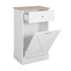 Trash Can Cabinet in White Wood Finish - Accommodates 10-Gallon Trash Bin