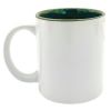 11oz White C-Handle Ceramic Mug with Green Interior