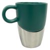 12oz  Matte Green Ceramic Mug with Stainless Steel