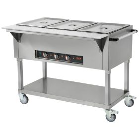 VEVOR 3-Pan Commercial Food Warmer, 3 x 20.6QT Electric Warm Table, 1500W Professional Buffet Catering Food Warmer with 4 Wheels (2 Lockable)