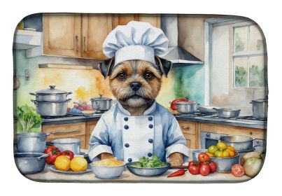 Border Terrier The Chef Dish Drying Mat Absorbent Dish Drying Mat Pad for Kitchen Counter Dish Drainer Mat for Countertop, 14 x 21", Multicolor