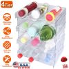 4 Tier Bottle Storage Holder 12 Bottles Transparent Stackable Bottle Organizer Standing Drink Holder Shelf for Kitchen Fridge Cabinet Pantry
