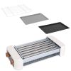 3 In 1 Electric Hot Dog Roller Machine with Grill & Griddle 6-Roller Hot Dog Cooker Smokeless Non-Stick Indoor Outdoor with 3 Temp Levels for BBQ Saus