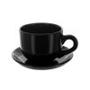 14 Oz. Black Ceramic Mug With Saucer