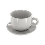 14 Oz. White Ceramic Mug With Saucer
