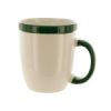 12-Ounce White Mug with Green Trim