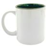 11oz White C-Handle Ceramic Mug with Green Interior