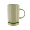 16 Oz White W/Green Stripe Ceramic Mug