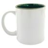11oz White C-Handle Ceramic Mug with Green Interior