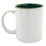 11oz White C-Handle Ceramic Mug with Green Interior