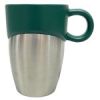12oz  Matte Green Ceramic Mug with Stainless Steel