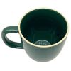 12oz Green Bistro Ceramic Mug with Almond Trim & Base