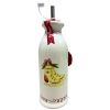 10 Strawberry Street Christmas Skates Pattern Round White Ceramic Olive Oil Bottle 15oz