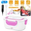 Electric Heating Lunch Box Food Heater Container Travel Thermal Bento Box Portable Food Warmer w/ 2 Removable Compartments 1 Free Spoon 1L