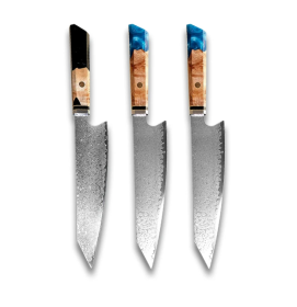 Chef's Knife For Japanese Cuisine In Damascus (Option: Blue Blue Black-34.7cm)