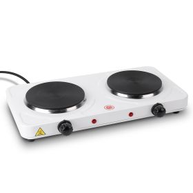 2000W Double Electric Burner Portable Dual Counter Stove Countertop Hot Plate Kitchen Cooker Stove with 5 Gear Temperature Control (Option: US)