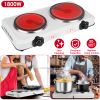 1800W Electric Infrared Dual Burner Portable Heating Hot Plate Stove Countertop RV Hotplate with 7.5” & 6.3” Glass Cooktop Stepless Temperature Adjust