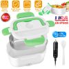 Electric Heating Lunch Box Food Heater Container Travel Thermal Bento Box Portable Food Warmer w/ 2 Removable Compartments 1 Free Spoon 1L