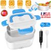 Electric Heating Lunch Box Food Heater Container Travel Thermal Bento Box Portable Food Warmer w/ 2 Removable Compartments 1 Free Spoon 1L
