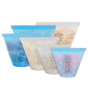 3Pcs Silicone Food Storage Bags Reusable Leakproof Food Container Set with 3 Seals Microwave Dishwasher Safe Environment Friendly 8.5Oz/17Oz/25.4Oz (Option: White)