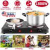 1800W Electric Infrared Dual Burner Portable Heating Hot Plate Stove Countertop RV Hotplate with 7.5” & 6.3” Glass Cooktop Stepless Temperature Adjust