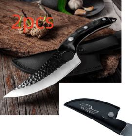 Slaughter Cutting Meat Boning Small Scimitar Special Skinning Killing Pigs Butcher (Option: Sheath-Black-2pcs)