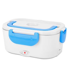 Electric Heating Lunch Box Food Heater Container Travel Thermal Bento Box Portable Food Warmer w/ 2 Removable Compartments 1 Free Spoon 1L (Option: Blue)