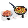 2000W Electric Double Burner Portable Coil Heating Hot Plate Stove Countertop RV Hotplate with Non Slip Rubber Feet 5 Temperature Adjustments