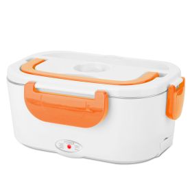 Electric Heating Lunch Box Food Heater Container Travel Thermal Bento Box Portable Food Warmer w/ 2 Removable Compartments 1 Free Spoon 1L (Option: Orange)